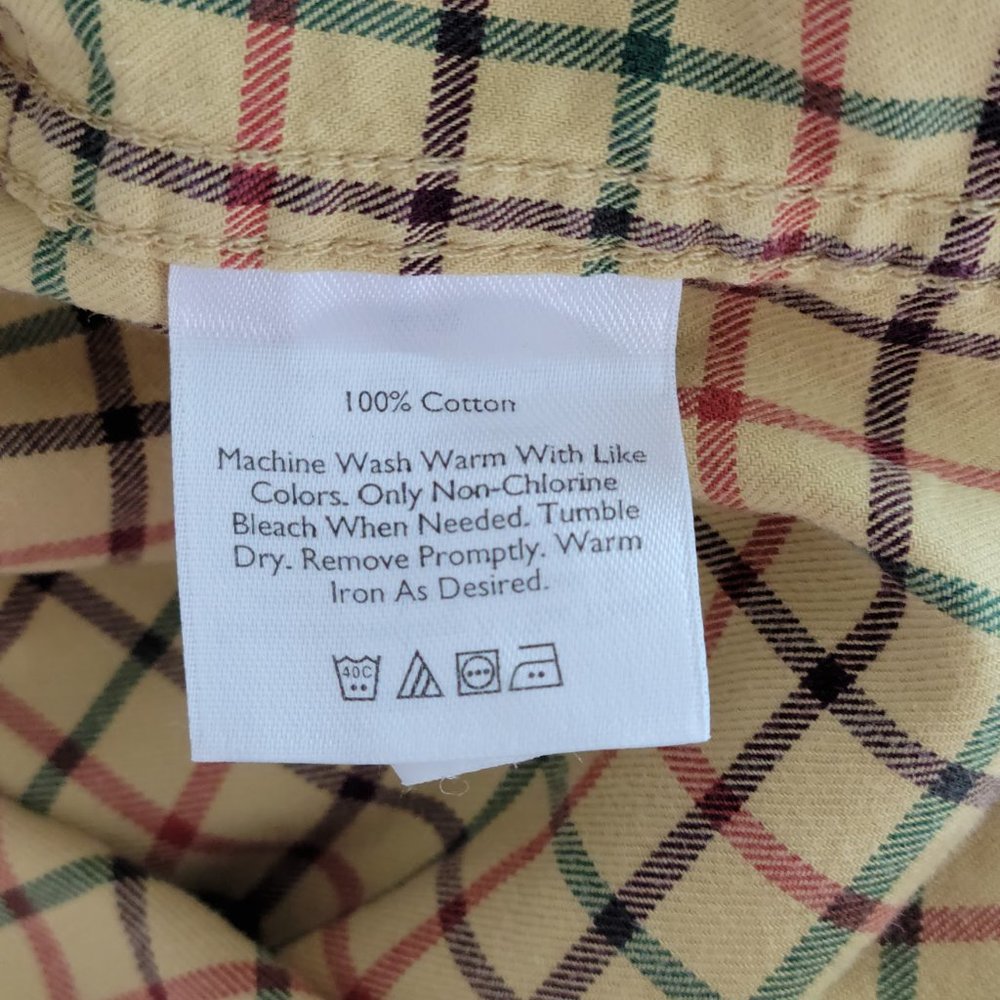 EDDIE BAUER MEN'S Plaid Button-Down Shirt mustard Size Large - Picture 6 of 7